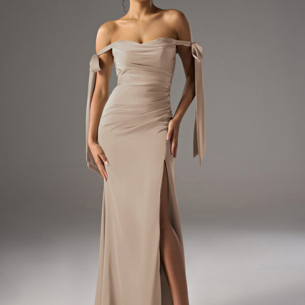 mermaid-style bridesmaid dress with a sweetheart neckline and available in various fabrics like Crystal Satin and Satin Charmeuse. It's perfect for formal weddings and other special occasions. You can customi