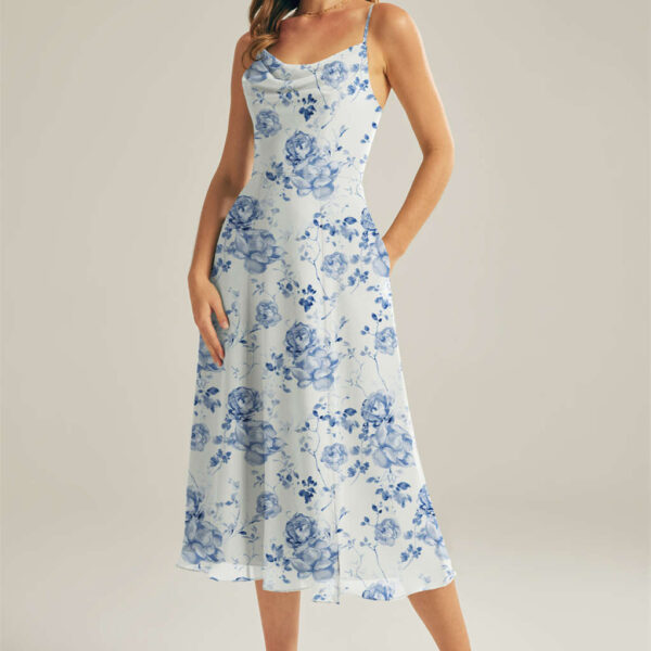 featuring a flattering U-neck and a playful tea-length skirt for effortless elegance.