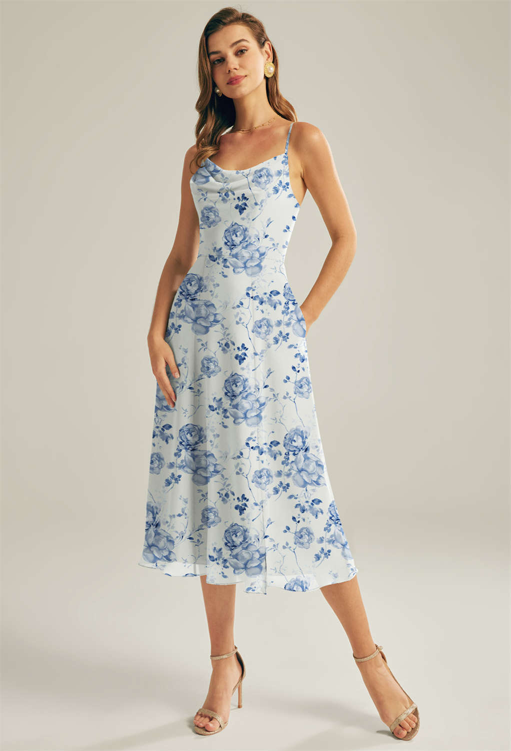 featuring a flattering U-neck and a playful tea-length skirt for effortless elegance.