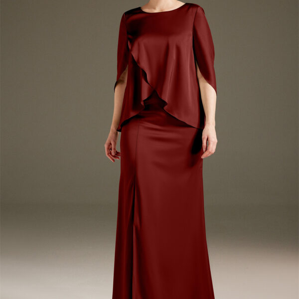 and a floor length skirt which is