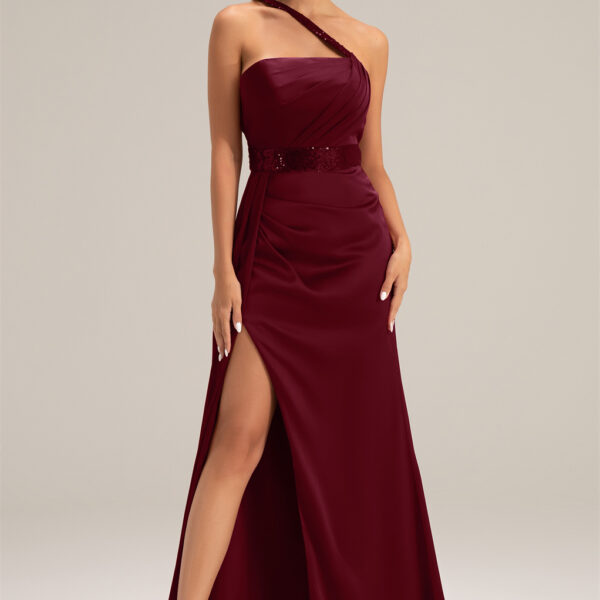 this sequined satin charmeuse floor-length bridesmaid dress is a dream come true for any bridal party.