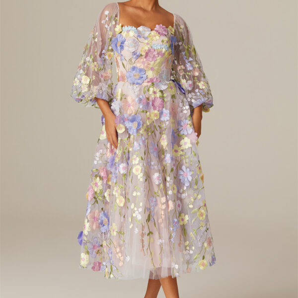 cut in a refined A-line and finished with a sleek straight neckline for a touch of modern romance.