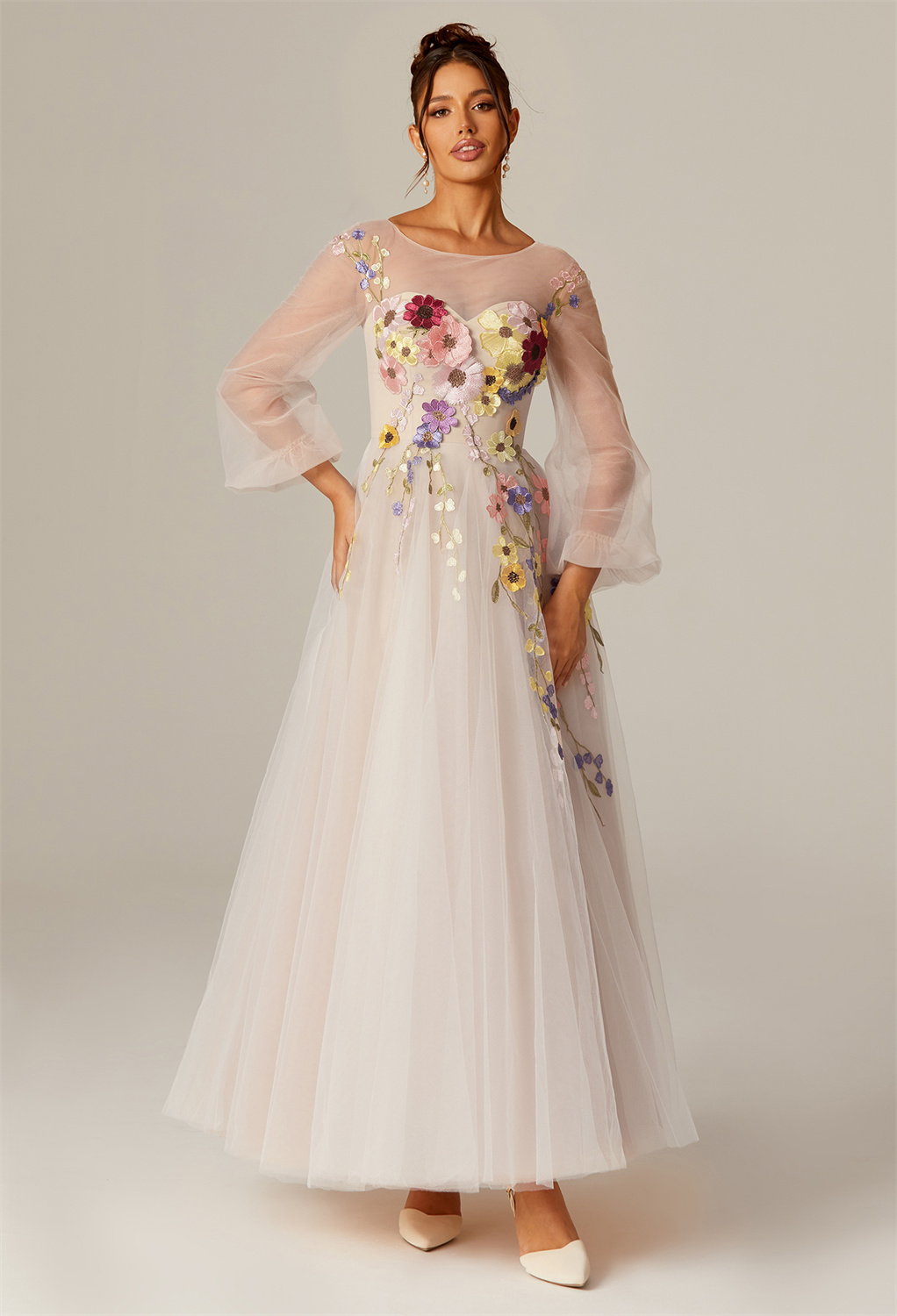 featuring a gentle U-neck that whispers elegance