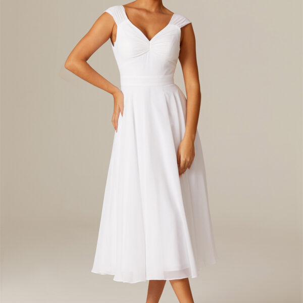 boasting a flattering V-neck for timeless style.