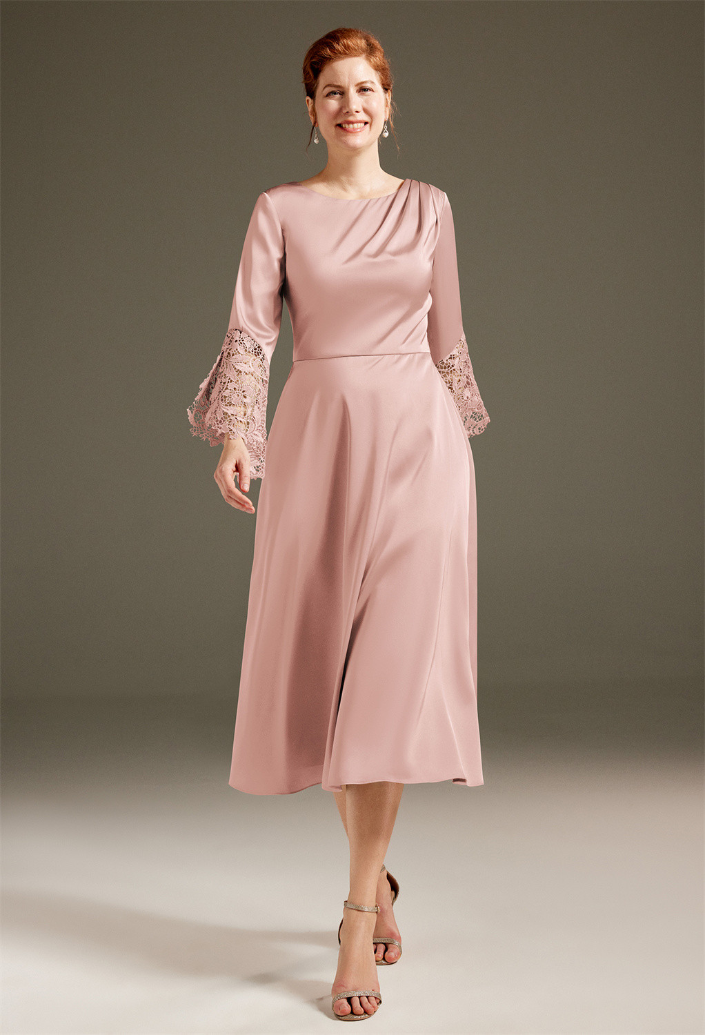 this satin charmeuse dress boasts of regality and a good dose of femininity. It features a comfy