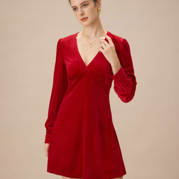 Fabric:This Velvet Mini Dress is made of Polyester and Spandex. Polyester is an artificial fiber that feels soft