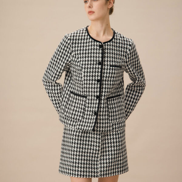 Fabric:This Tweed Jacket is made of Polyester. Polyester is an artificial fiber that feels soft