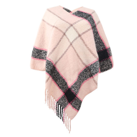 Maternity Plaid Fringe Shawl