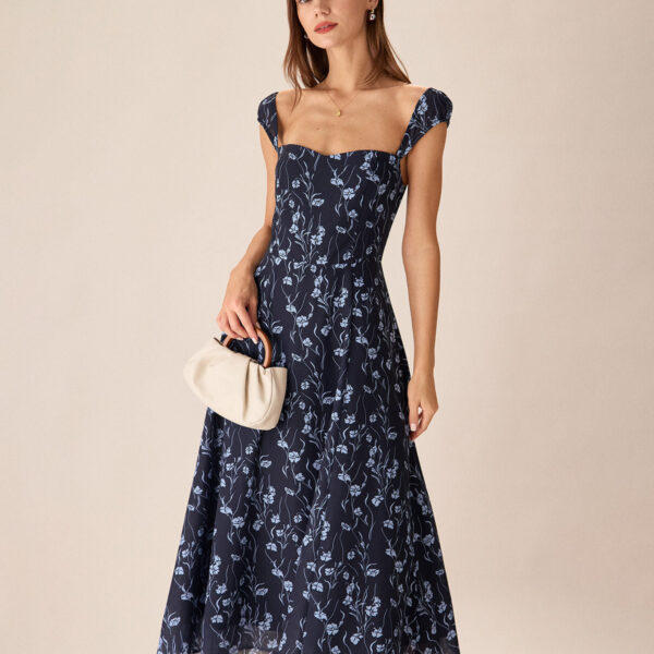 Fabric:This Floral Midi Dress is made of Polyester. Polyester is an artificial fiber that feels soft
