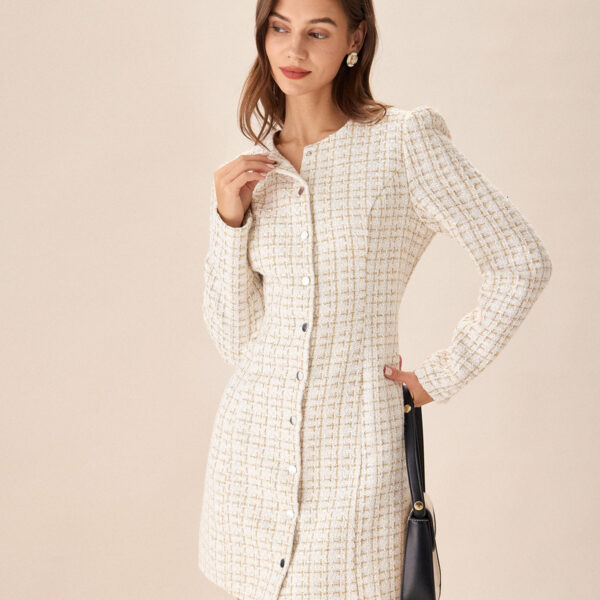 Fabric:This Tweed Mini Dress is made of Acrylic. Acrylic is a lightweight