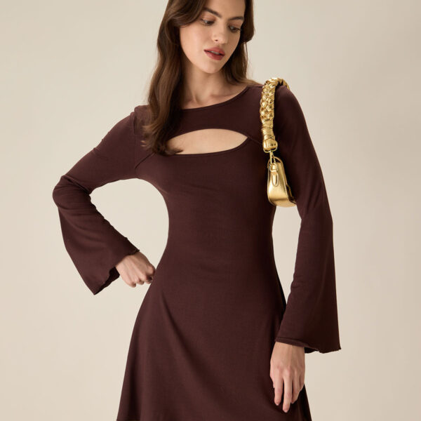 Fabric:This Cutout Sweater Dress is made of Viscose and Spandex. Viscose (aka rayon) is a man-made cellulosic fiber made from wood pulp. It's soft