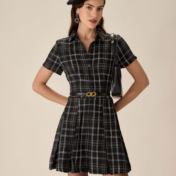 Fabric:This Tweed Mini Dress is made of Polyester. Polyester is an artificial fiber that feels soft