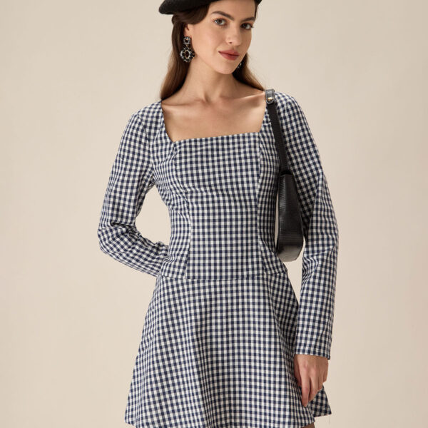 Fabric:This Plaid Mini Dress is made of Acrylic. Acrylic is a lightweight