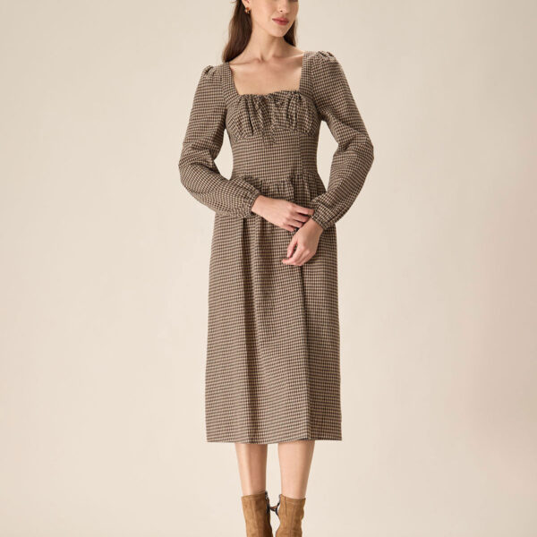 Fabric: This Plaid Midi Dress is made of Cotton. Cotton fabric features humidity balance
