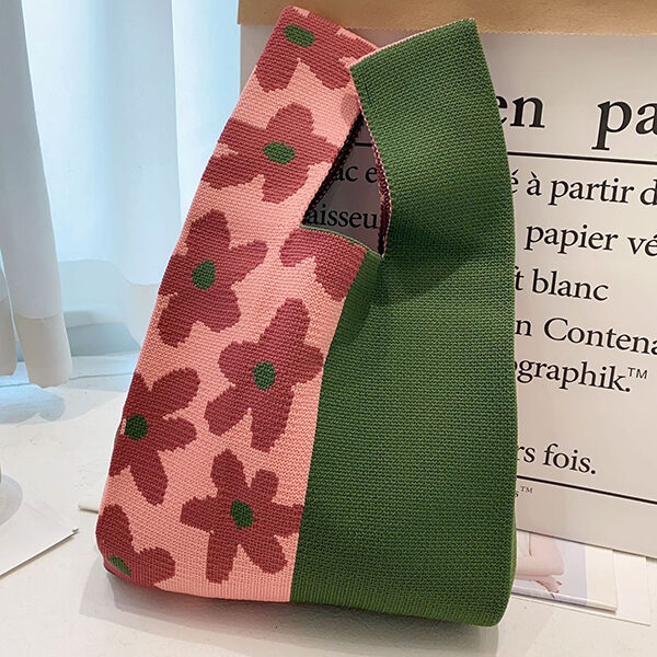 Contrast Color Floral Bags Accessories Handbags PINK GREEN-One_size SkuCY-!112618MaterialPolyester LiningCotton FeatureContrast Color