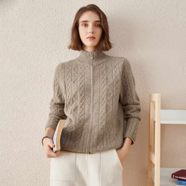 Experience unparalleled comfort and timeless style with our Women's Cashmere Knit Zip Up Cardigan Sweater. Expertly crafted from high quality cashmere