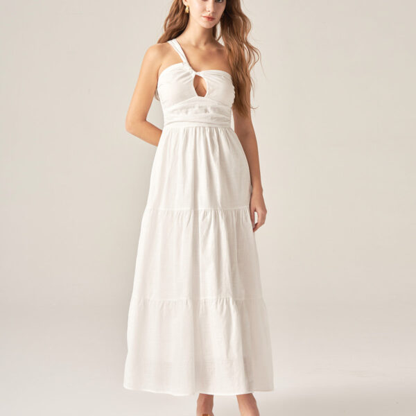 Occasion: Vacation Back Neckline: One shoulder Fabric Stretch: No Stretch Waist: Natural Waisted Embellishment: Ruched