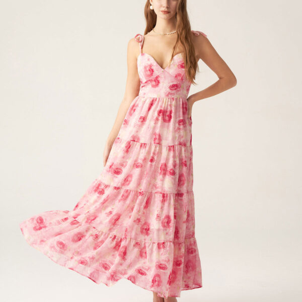 Occasion: Daily Fabric Stretch: No Stretch Waist: Natural Waisted Pattern Type: Floral Embellishment: Tie