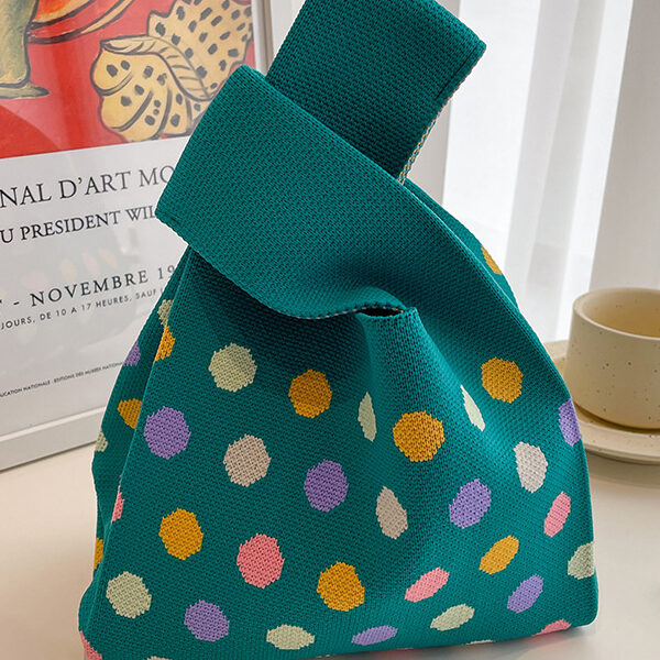 Polka Dot Multi-Colored Woven Handbag Bags BLUE-One_size SkuCY-!115305MaterialPolyester FeatureMulti-Colored