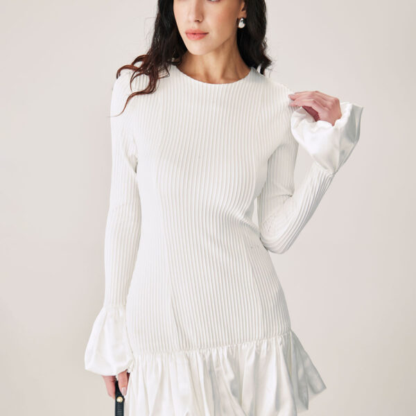 Fabric:This Sweater Mini Dress is made of Polyester and Spandex. Polyester is an artificial fiber that feels soft