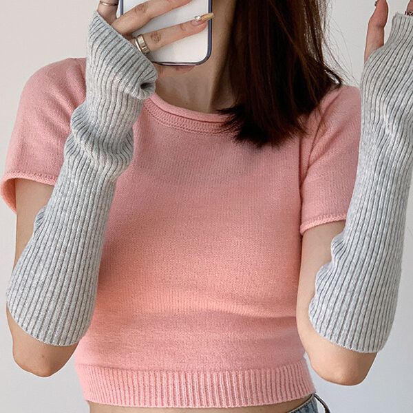 Casual Wool Knitting Keep Warm Solid Color Arm Warmers Accessories LIGHT GRAY-30cm SkuCY-!111331MaterialWool FeatureKeep Warm