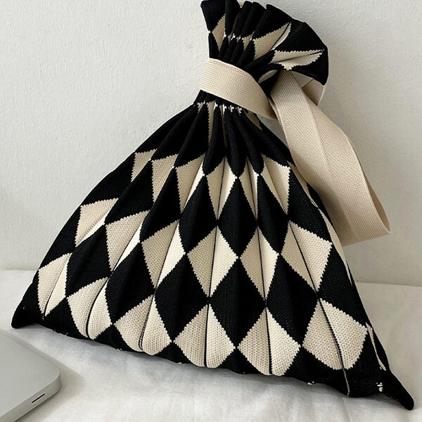 Contrast Color Pleated Plaid Woven Bags Accessories BLACK-One_size SkuCY-!115252MaterialPolyester