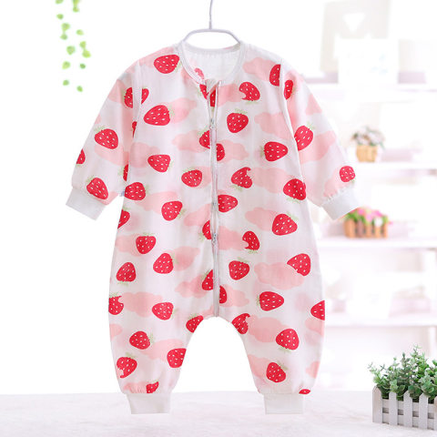 【18M-4Y】Girls Cotton Strawberry Printing Sleeping Bag