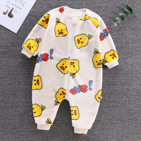 【18M-5Y】Unisex Kids Flannel Duck Printing Sleeping Bag