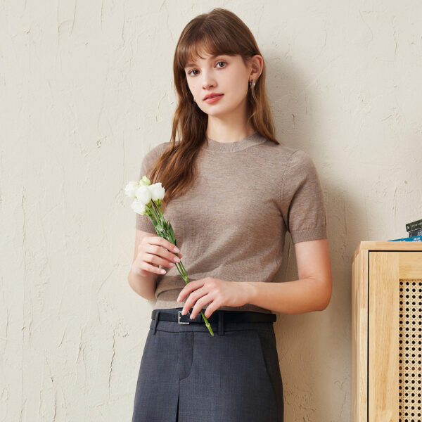 Indulge in the luxury of our Classic Women's Short-Sleeve Wool Sweater
