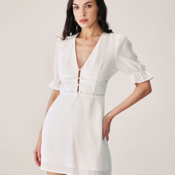 Fabric:This Splicing Mini Dress is made of Cotton and Linen. Cotton fabric features humidity balance