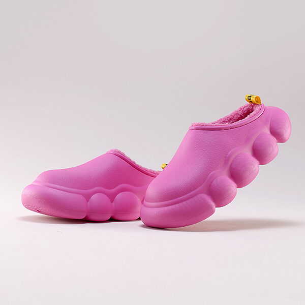 Home Wear Non-Slip Keep Warm Velvet Waterproof Solid Color Slippers ROSE RED-38-39 SkuCY-!111393Material EVA