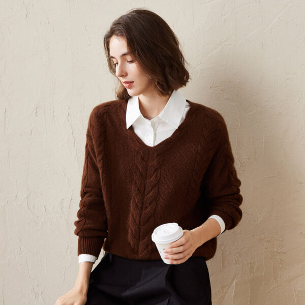 Wrap yourself in warmth and style with our Cozy Cable Knit V-Neck Sweater. Crafted from 100% luxurious high-quality cashmere