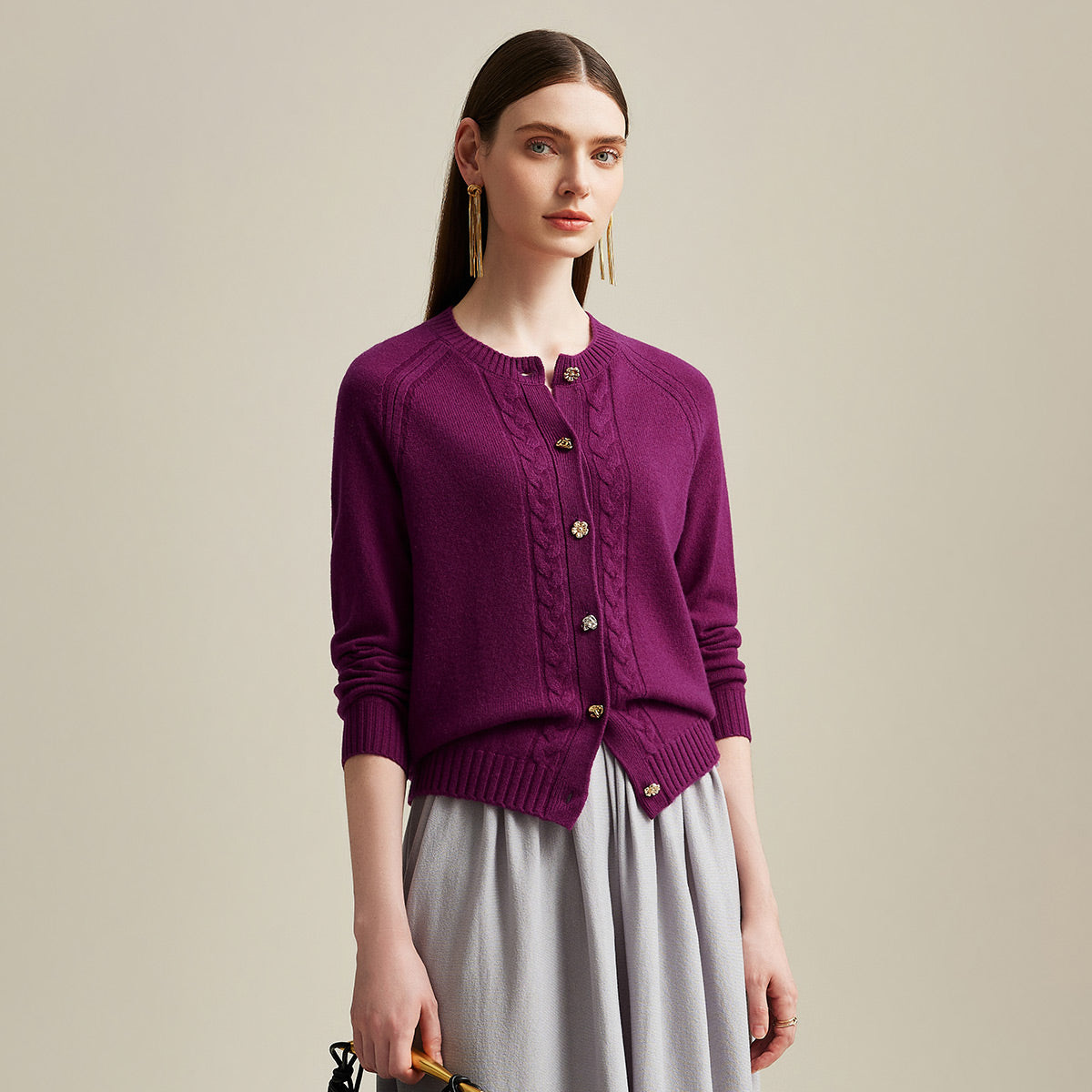 Elevate your wardrobe with our Cable Button Knit Cardigan
