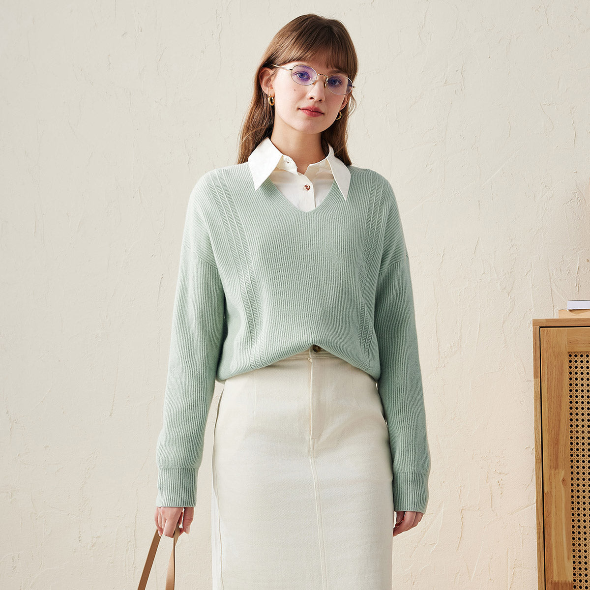 Elevate your wardrobe with this Elegant Ribbed V-Neck Sweater