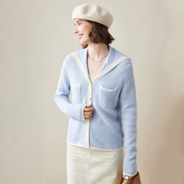 Step into a world of timeless elegance with our Elegant Sailor Collar Knitted Cardigan. Crafted with meticulous attention to detail