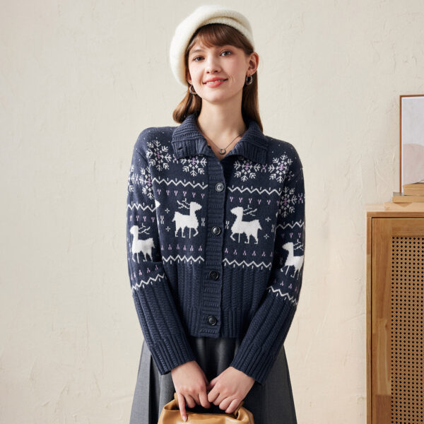 Elevate your winter wardrobe with our Cozy Reindeer Knit Cardigan