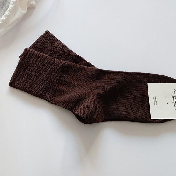 Casual Simple 9 Colors Socks DEEP BROWN-FREE SIZE SkuCY-!97649Material>70%Cotton FeatureSolid Color OccasionCasual