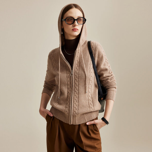 Experience the perfect blend of comfort and style with our Cozy Cable Knit Zip-Up Hoodie. This versatile piece is designed to keep you warm while adding a touch of elegance to your everyday wardrobe. Soft and Warm Fabric: Crafted from 100% high-quality wo