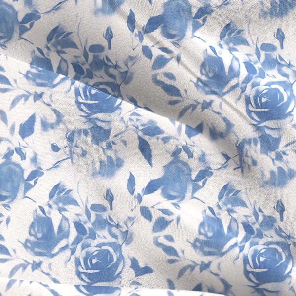 AW Satin Charmeuse Floral Fabric for Fashion Dress Oceanic Fantasy Rose