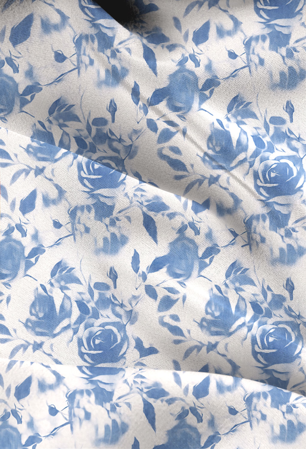 AW Satin Charmeuse Floral Fabric for Fashion Dress Oceanic Fantasy Rose