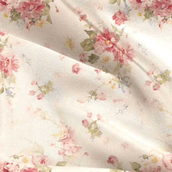 AW Satin Charmeuse Floral Fabric for Fashion Dress Blushing Peonies