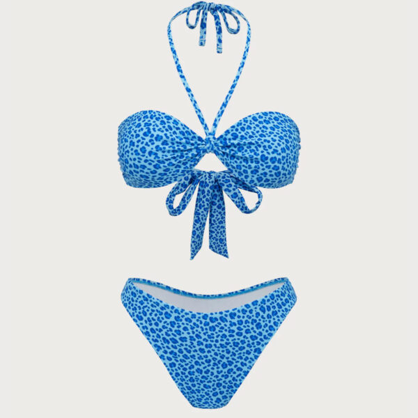 Back Neckline: Strappy Fabric Stretch: High Stretch Waist: Low Waisted Closure Type: Elastic Waist Pattern Type: Animal Print Embellishment: Knot