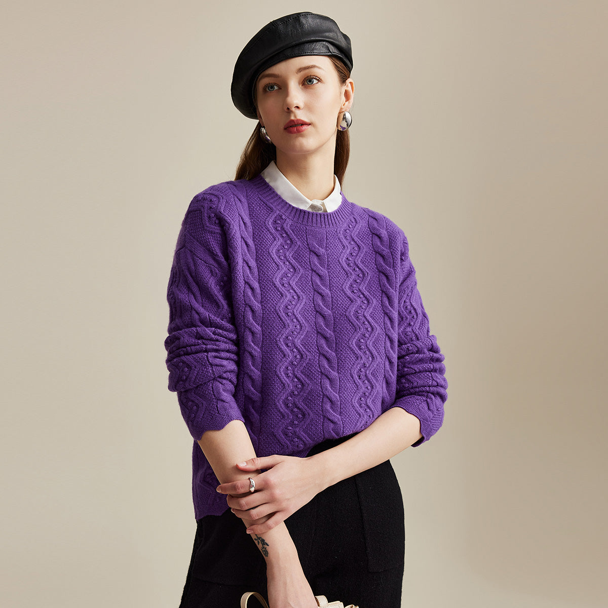 Wrap yourself in style and comfort with our Cozy Cable Knit Sweater. Crafted from 100% high-quality wool
