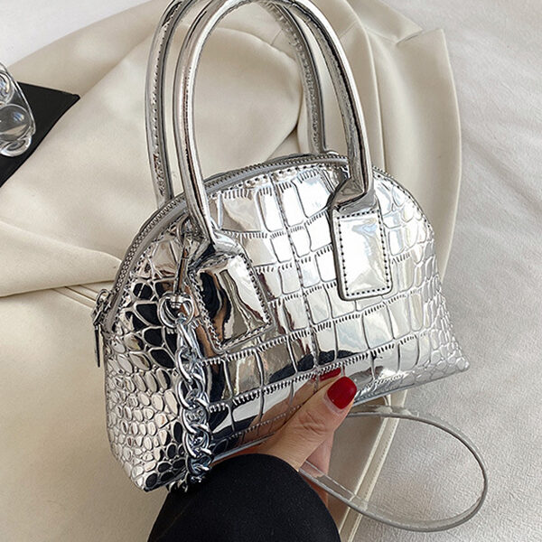 PU Chains Handbag Shoulder Bag SILVER-One_size SkuCY-!115375MaterialPU LiningPolyester