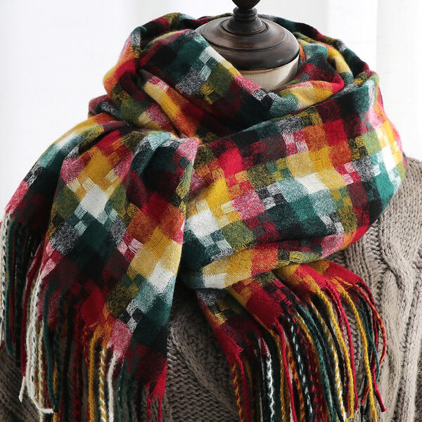 Fashion Warm Tasseled Checkered Shawl&Scarf COLOR1-One_size SkuCY-!111884MaterialImitation Cashmere FeatureTasseled