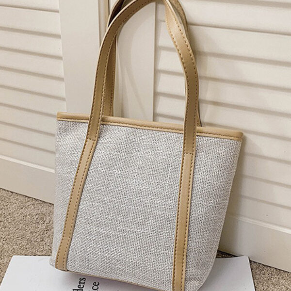 Casual Simple Solid Color Canvas Tote Bag CREAM-SMALL SIZE SkuCY-!98401MaterialCanvas FeatureContrast Color OccasionCasual