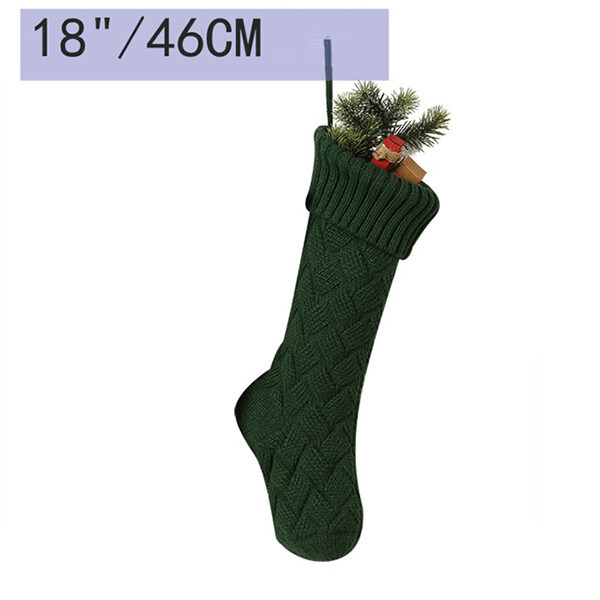 Jacquard Solid Color Christmas Socks Decoration Accessories DEEP GREEN-One_size SkuCY-!112155MaterialAcrylic