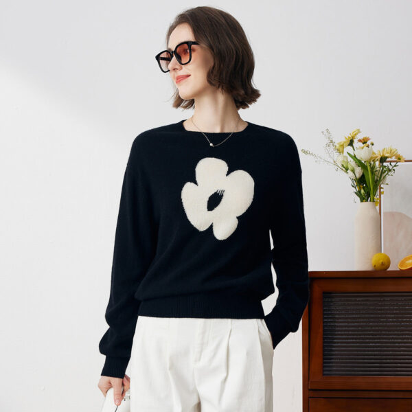 Elevate your wardrobe with our Elegant Floral Knit Sweater
