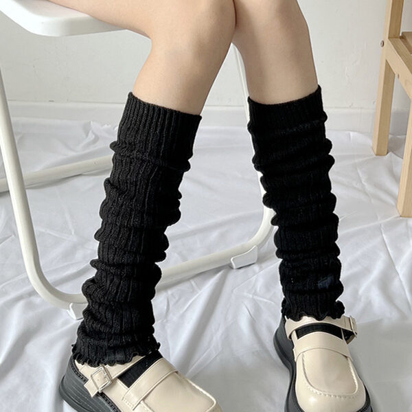 Simple Keep Warm Ruffled Solid Color Socks Accessories BLACK-One_size SkuCY-!111792MaterialAcrylic