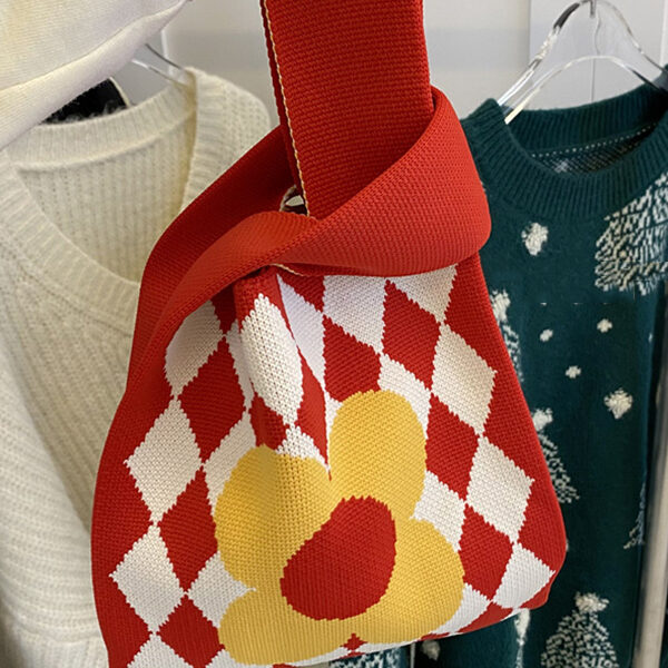 Rhombus Floral Printed Woven Handbag Bags Accessories RED-One_size SkuCY-!116221MaterialPolyester FeatureRhombus